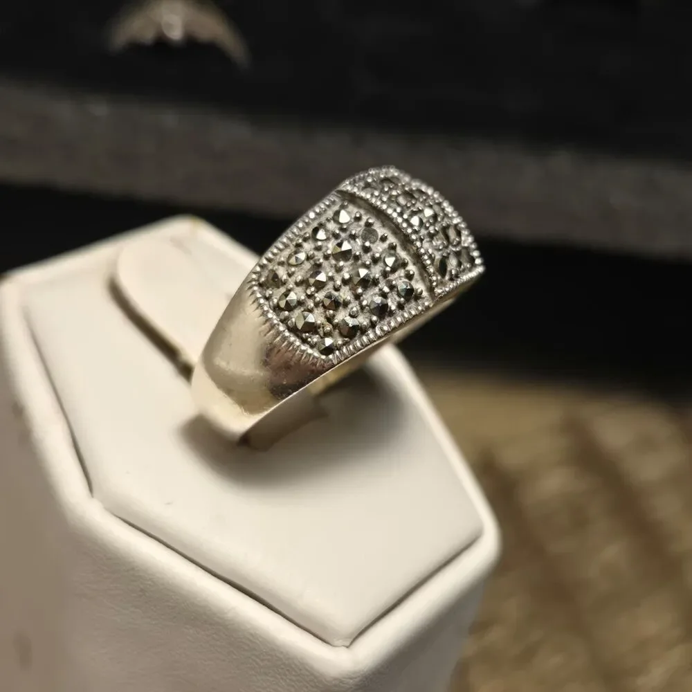 Marcasite vintage sterling silver ring sz 9.5
